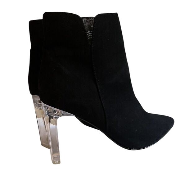 Marc New York Bootie Women’s SZ 9.5 M Black AMELIA Ankle Clear Heel Faux Suede - Picture 7 of 15
